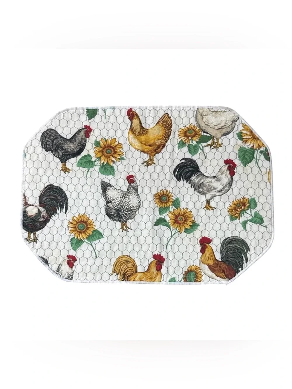Vintage Sharon Kessler Chicken Sunflower Placemats & Napkins Set of 6